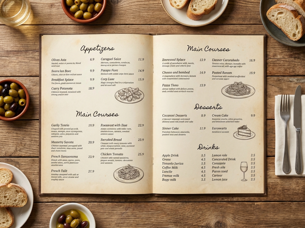 Restaurant menu photo